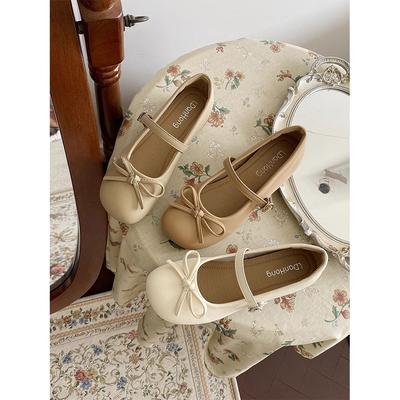 White French Soft-soled Mary Jane with Skirt Retro Round Head Versatile Low-heeled Single Shoes Women's Summer New