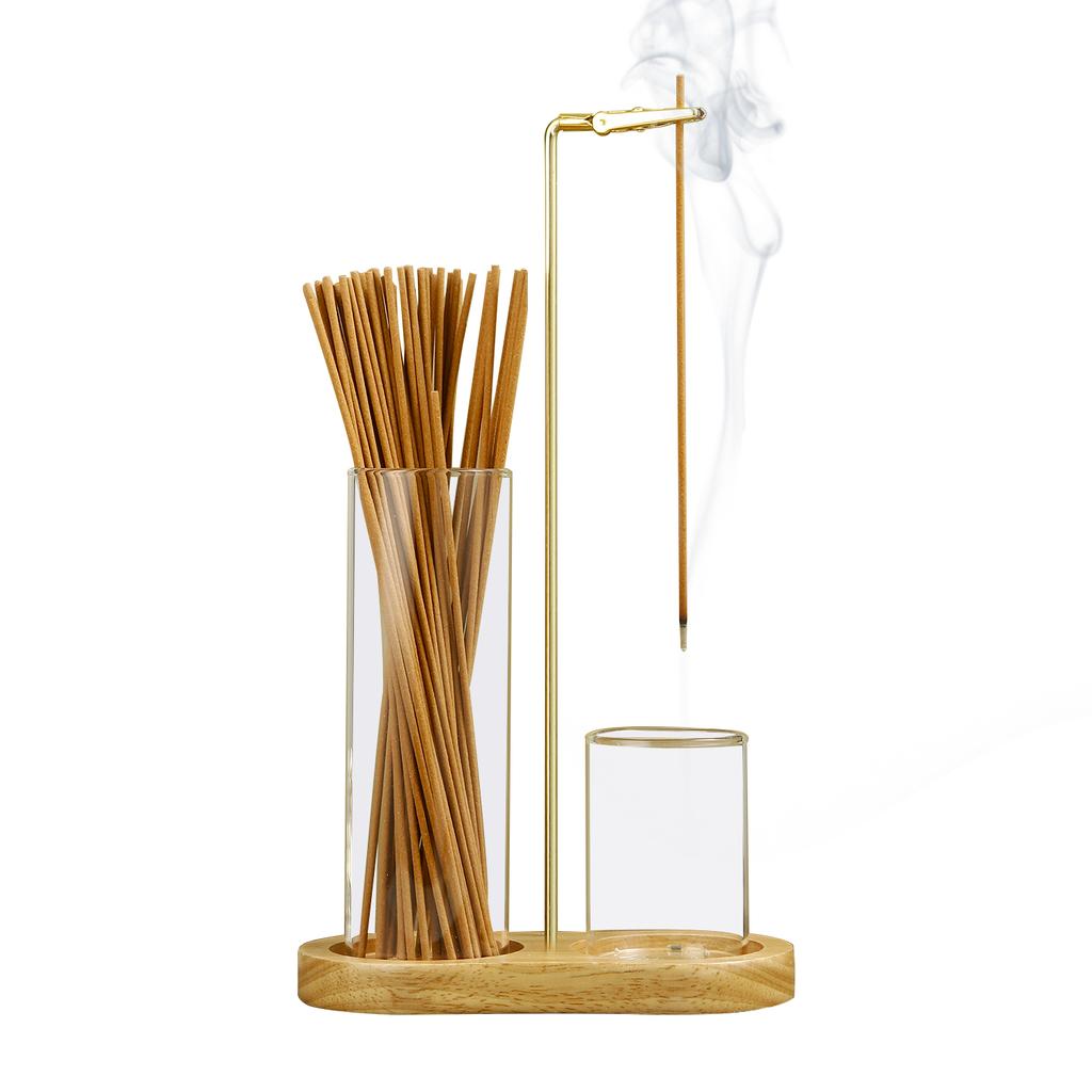 2 in 1 Incense Holder Anti-Ash Flying Incense Burne with Glass Ash Catcher and Incense Sticks Organizer for Meditation Yoga Spa 7