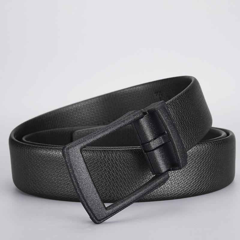 Men'S Leather Belt Two-Layer Cowhide Business Automatic Buckle Belt False Pin Buckle