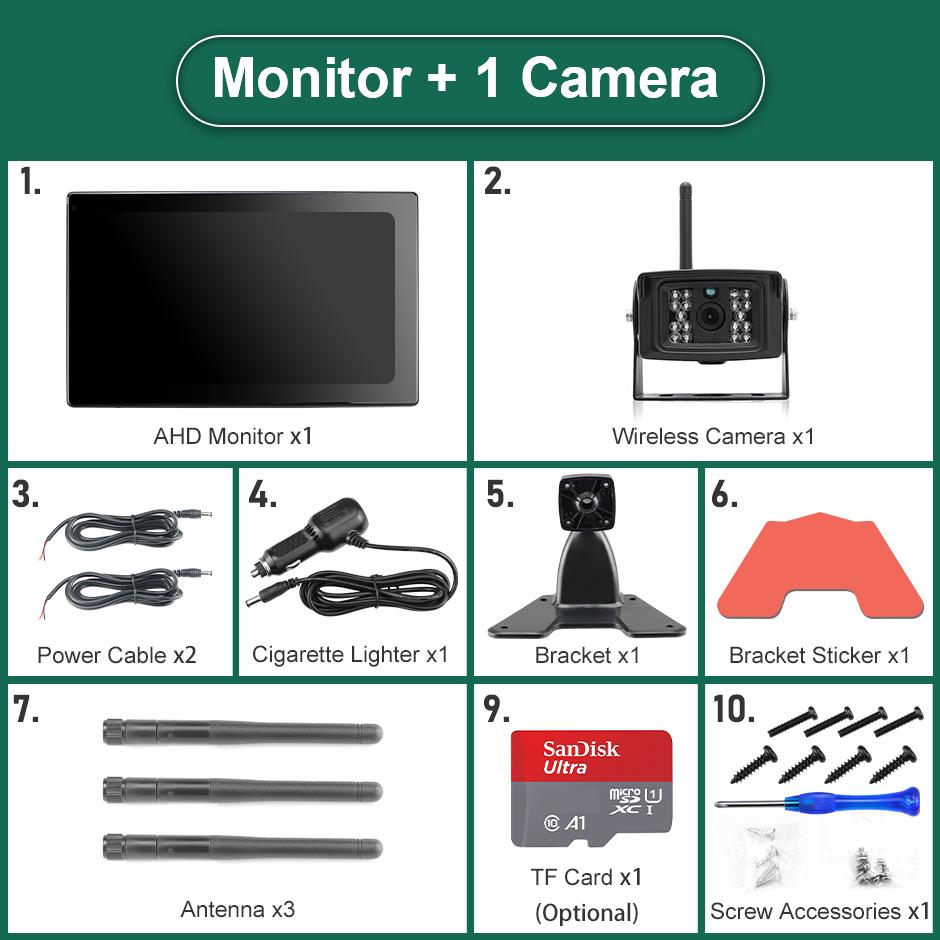 

GreenYi 10 AHD цифровой беспроводной видеорегистратор камера заднего вида с WiFi-монитором для грузовиков/прицепов/автобусов/автодомов/пикапов/прицепов No SD Card