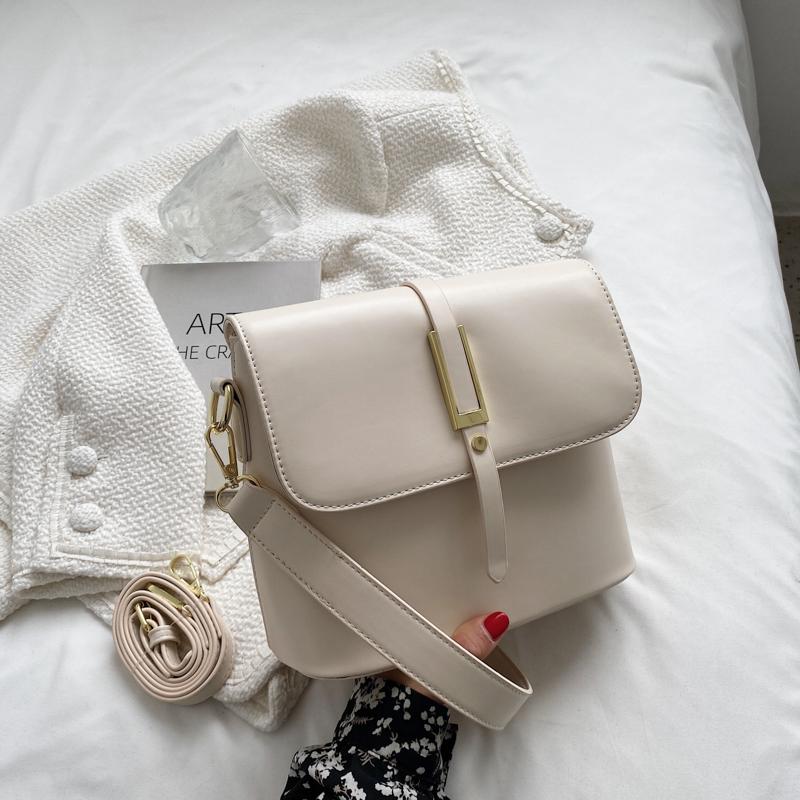 

Популярная ретро сумка через плечо женская осень зима новый тренд все матч премиум плечевые сумки-ведра чистый цвет PU кожа пакет (20cm<Max Length<30cm)