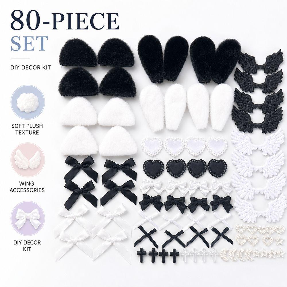 80Pcs/Set Fabric Handmade Accessory Set Colorful Material Pack Set Pain Bag Decoration Kit