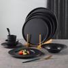 Melamine Black Round Plate for Pasta, Steak, Hot Pot, BBQ, and Tableware