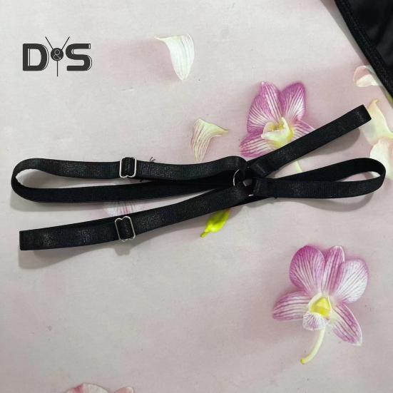 1 Set Women Bra Panties Thigh Ring Set Bow-knot Decor Sleeveless Backless Low-cut Pornographic Romantic Night Nightie Bra Briefs Set Wedding Night