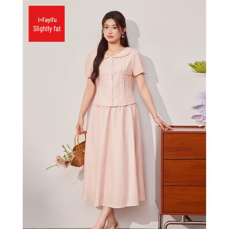 IEF Plus Size French Sweet Two-Piece Long Dress Set L
