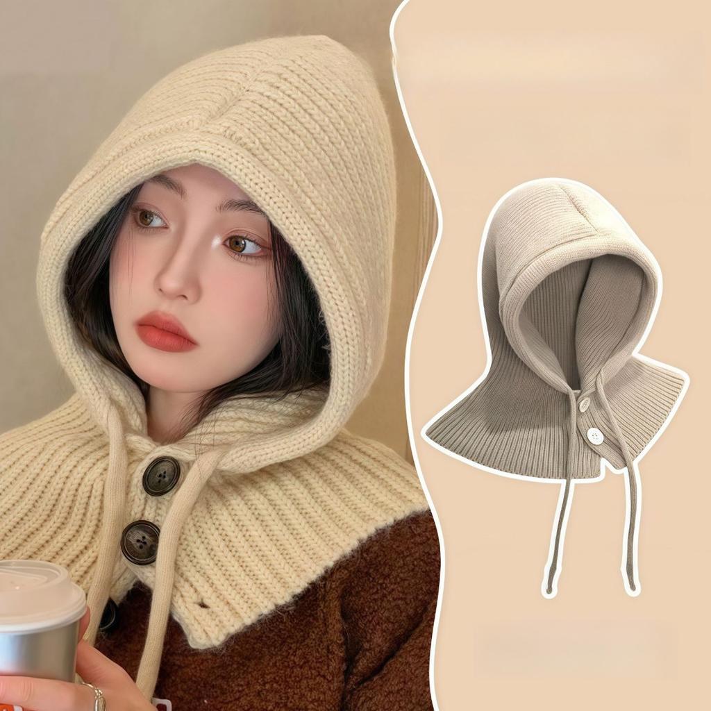 Windproof Hat, Button, Shawl Hat, Windproof Hat, Ear Protection Hat, Thermal Hat, Pullover Hat, Knitted Hat