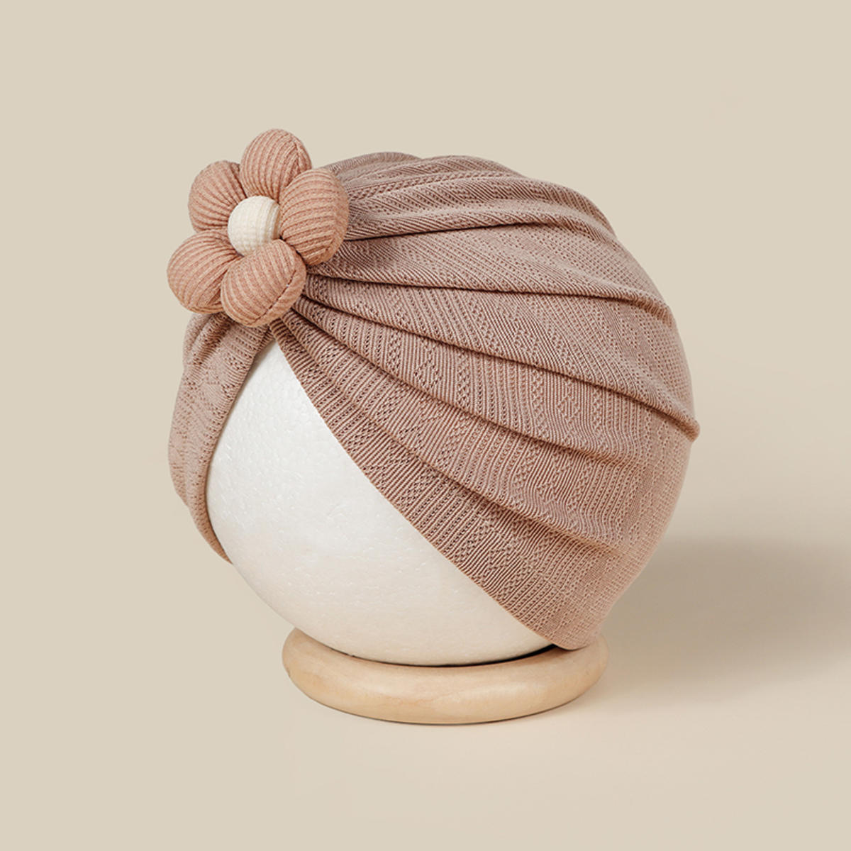 

Cute Flower Baby Hat Newborn Beanies Infant Cap Toddler Headwraps Solid Turban Girls Bonnet Hair Accessories one size коричневый