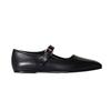 Retro leather square head Mary Jane one-word buckle literary style versatile flat-soled single shoes ballet shoes women