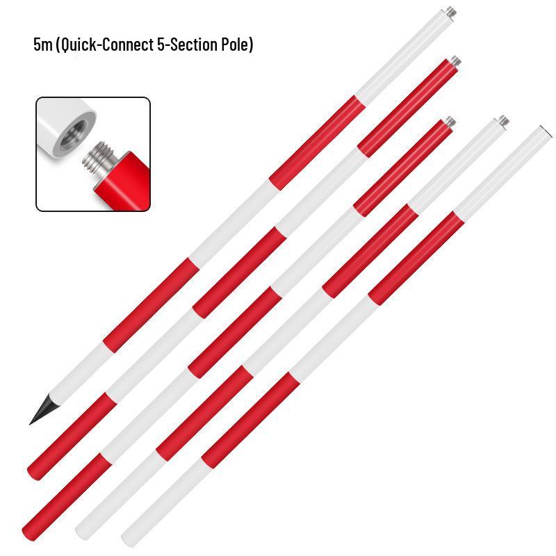 Benchmark Aluminum Alloy Measurement Pole: Thickened, Red and White Scale, Available In 2m, 3m, and 5m Lengths for Engineering Surveying.