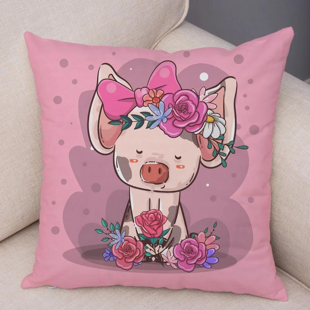 Büro Wohnzimmer Zuhause Kissenbezug Cartoon Haustier Schwein Kissenbezug Auto Ornamente