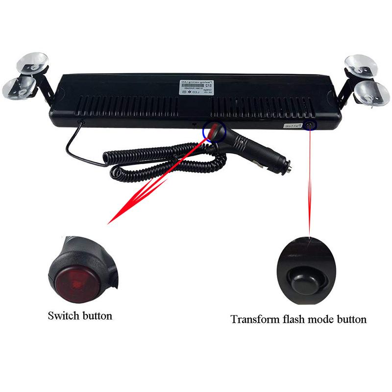 Car Strobe Flashing Windscreen Lamp 12LED Red/Blue Police Led Flasher Emergency Warning Light 12V 12W