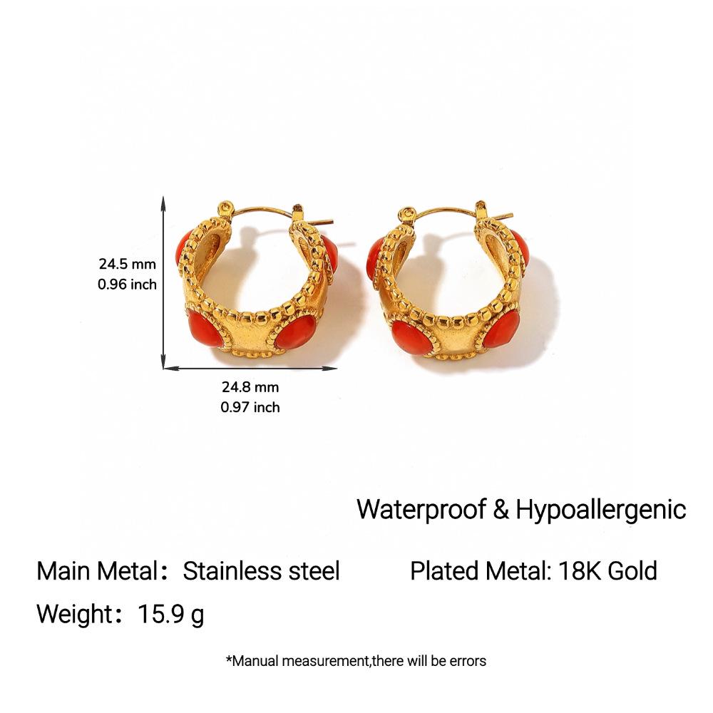 Yingtai Retro Geometric 18k Gold-Plated Stainless Steel Conch-Shaped Earrings