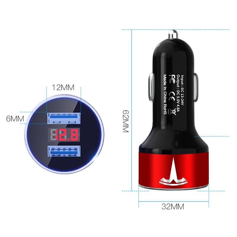 Car Charger 2 USB Ports Fast Charging Digital Display Car Accessories For Tesla Model 3 Model S Model X Y Roadster Performance