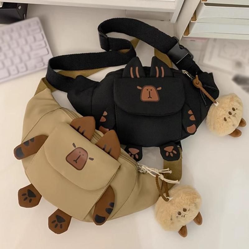 SCIONE Cute Cartoon Capibala Chest Bag 2025 New Large-capacity Fashion Leisure and Versatile Sports Students Lightweight Crossbody Bag