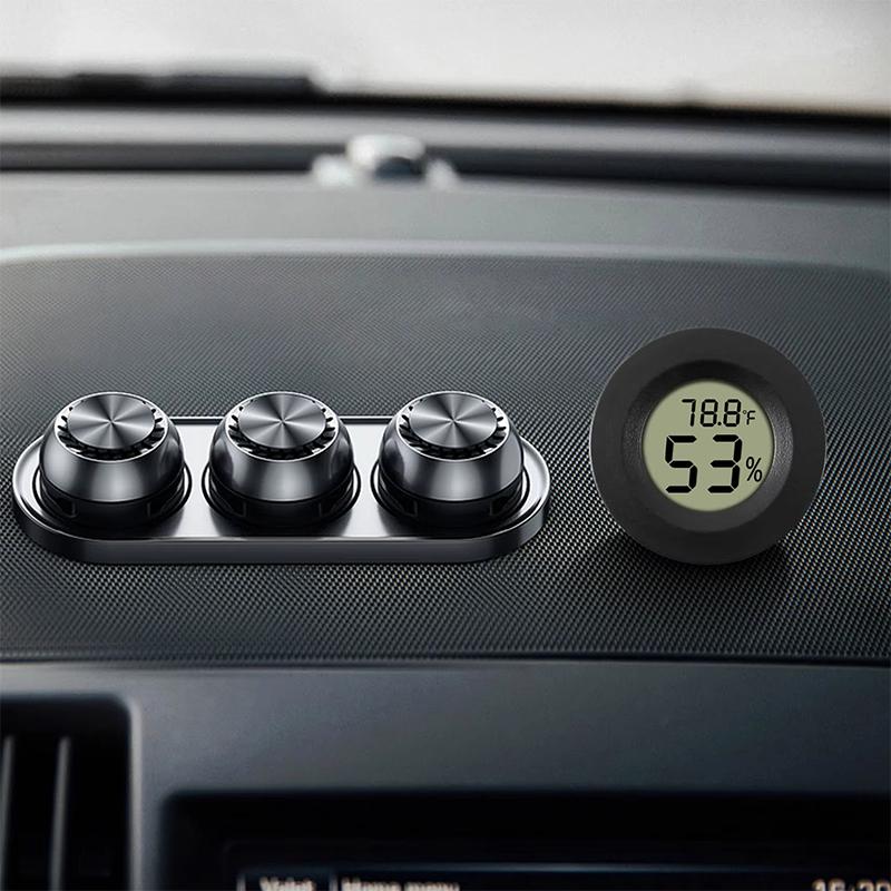 2Pcs Humidity Meter Pet  Acrylic Box Round Digital LCD Thermometer for Car Indoor Room Cigar Wine Cabinet Digital Temperature