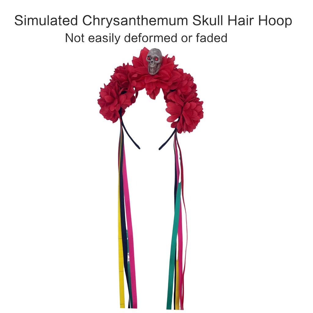 Gothic Skull Witch Party Rose Hair Hoop Halloween Skull Role Play Costume Proms Party Live Show Headwear