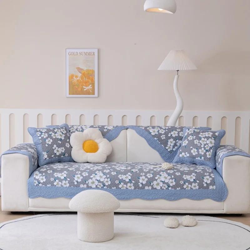 Floral Print Cotton Sofa Cover for Living Room Non-slip Couch Slipcover Four Seasons Universal Sofa Mat Couch Towel Korea Style