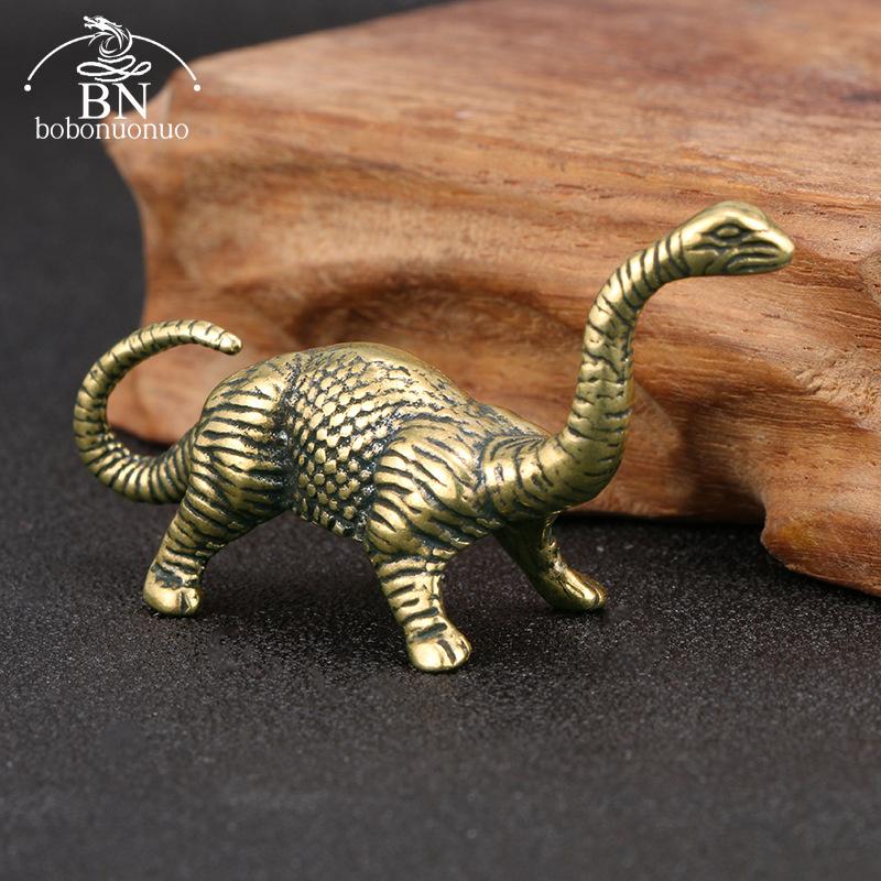 Solid Brass Jurassic Dinosaur Small Statue Office Desktop Ornaments Tea Pet Crafts Animal Figurines Miniatures Children Toy Gift