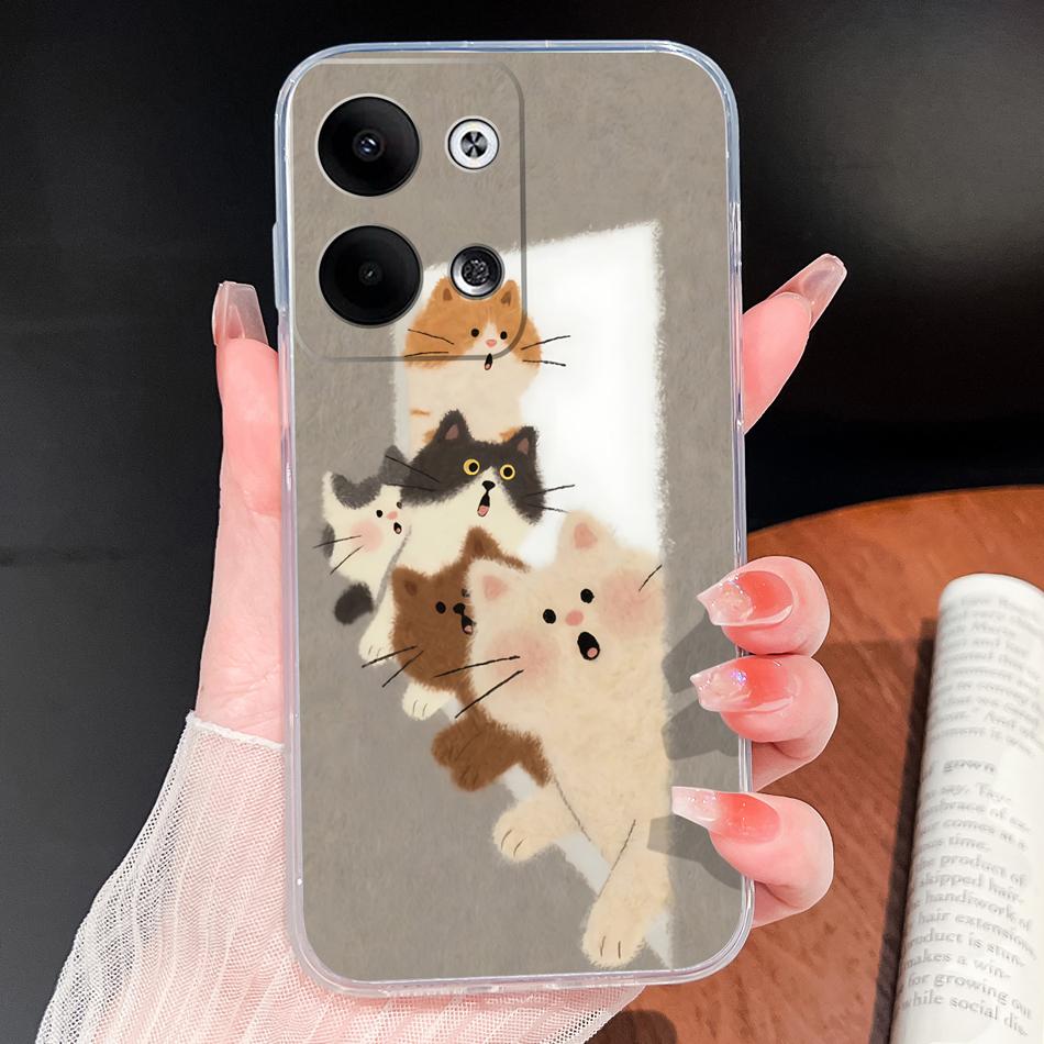 For Oppo Reno 9 Pro Plus 5G Phone Case Lovely Cartoon Soft TPU Transparent Silicone Lightweight Back Cover For Oppo Reno9 Funda