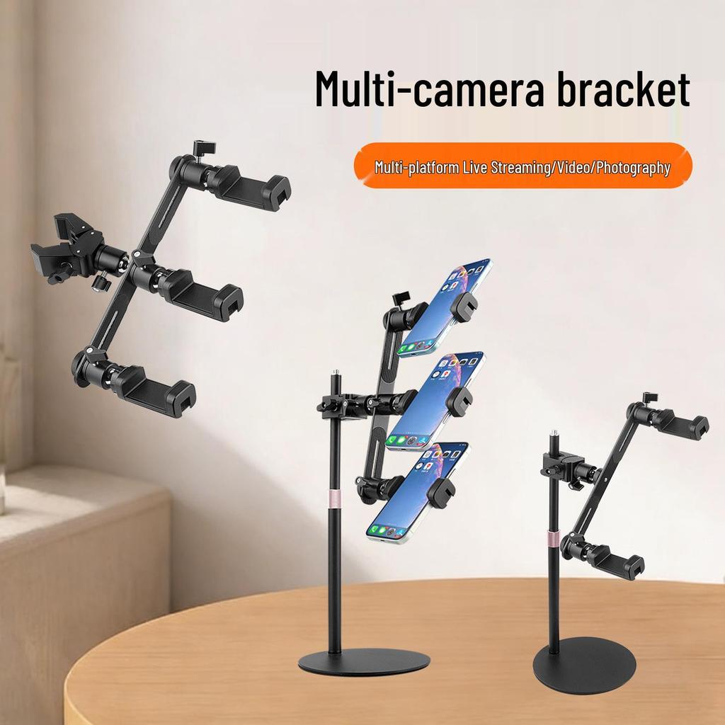 Adjustable Desktop Gimbal Boom Arm Stand for Dual Phone Live Streaming