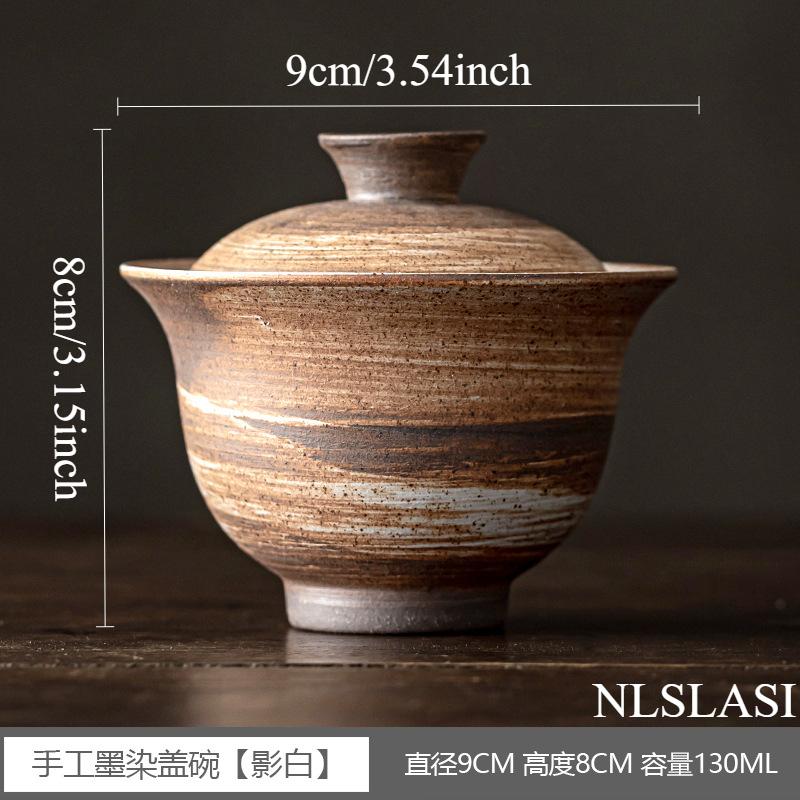 

Coarse Pottery Covered Bowl Household Ceramic Kung Fu Tea Cup Tea Room Tea Bowl Kitchen Bar Supplies Chinese Style Gaiwan