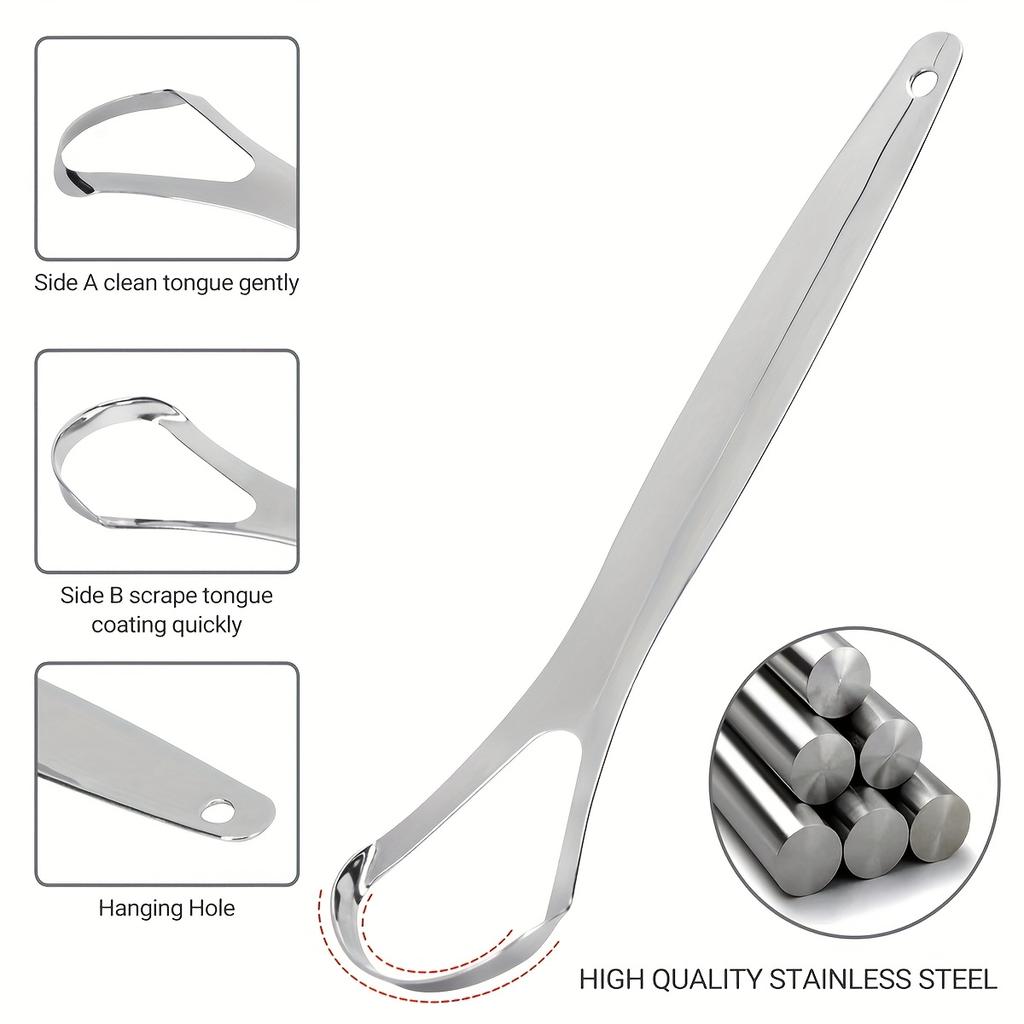 Stainless Steel Tongue Scraper, Portable Tongue Scraper, Oral Care Halitosis Cleaner, Suitable for Home And Clinic Use