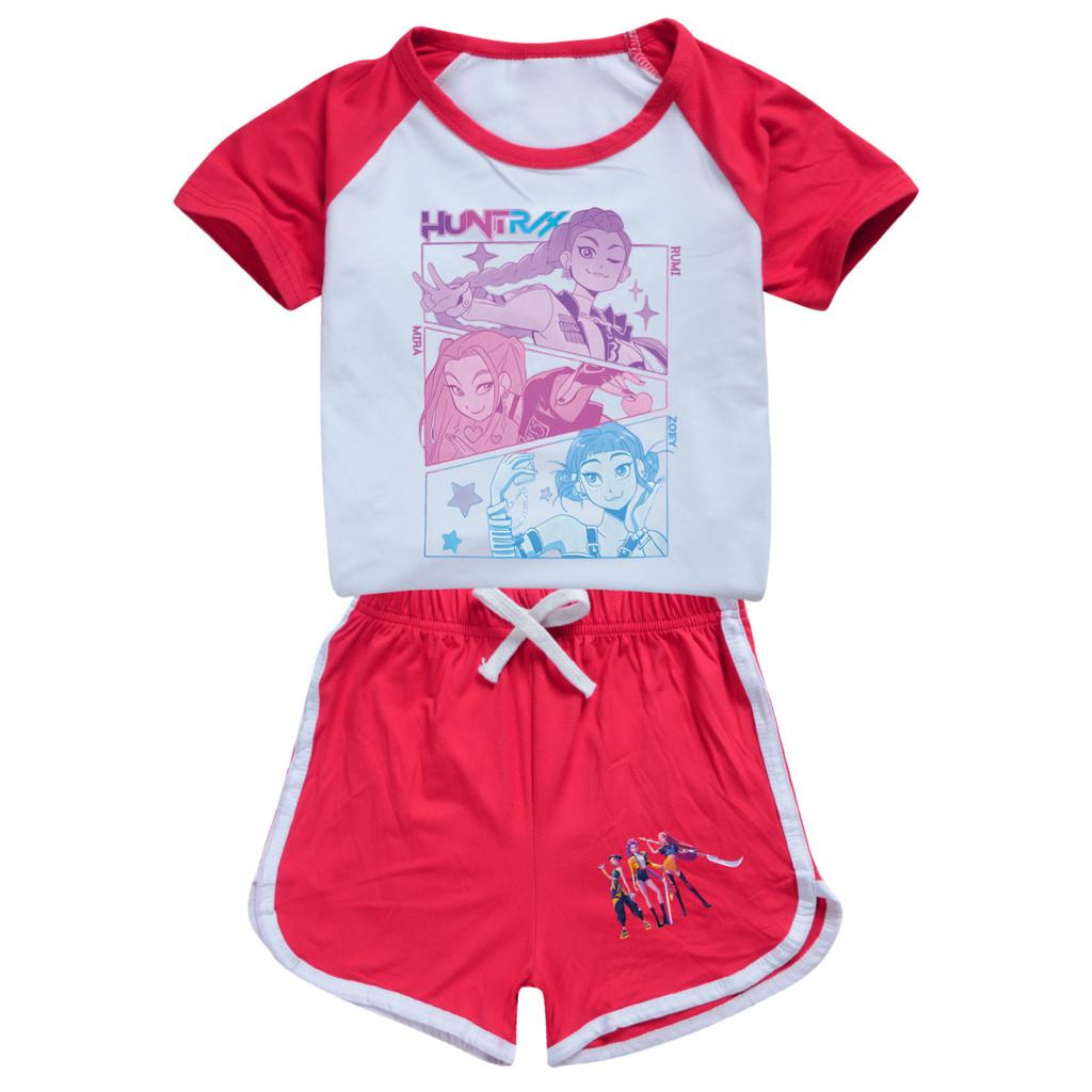 5104 Kinder Mädchen POP Rumi Zoey Mira Print T-Shirt Shorts Sport Trainingsanzug Kleidung Set