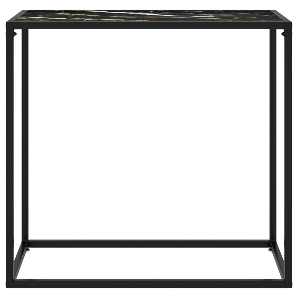 Console Table Black 80 X 35 X 75 Cm Tempered Glass