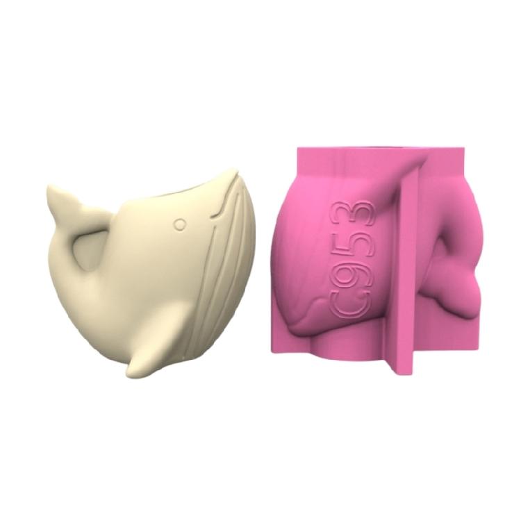 Silicone Handmade Plant Pots Mould Whale Shape Resin Vase Molds Pen Holder Crafting Moulds Silicone Texture for Vase