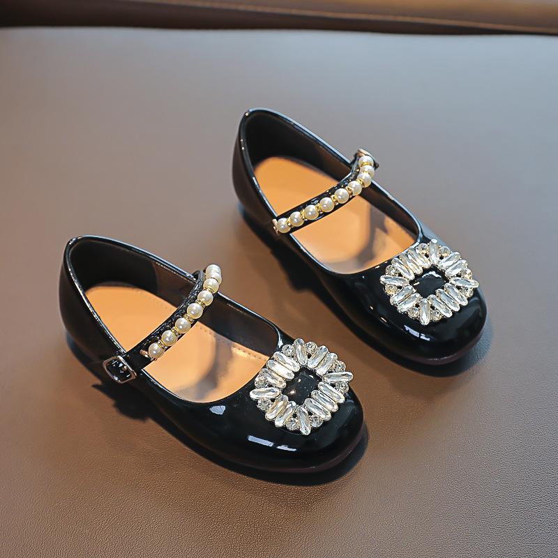 2026 spring baby girl small leather shoes soft sole girl rhinestone children's single shoes