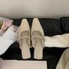 Women'S Shoes Closed Toehalf Slipperszi Outdoor Wear Spring Elegant Square Toe French Style High Heel Mules
