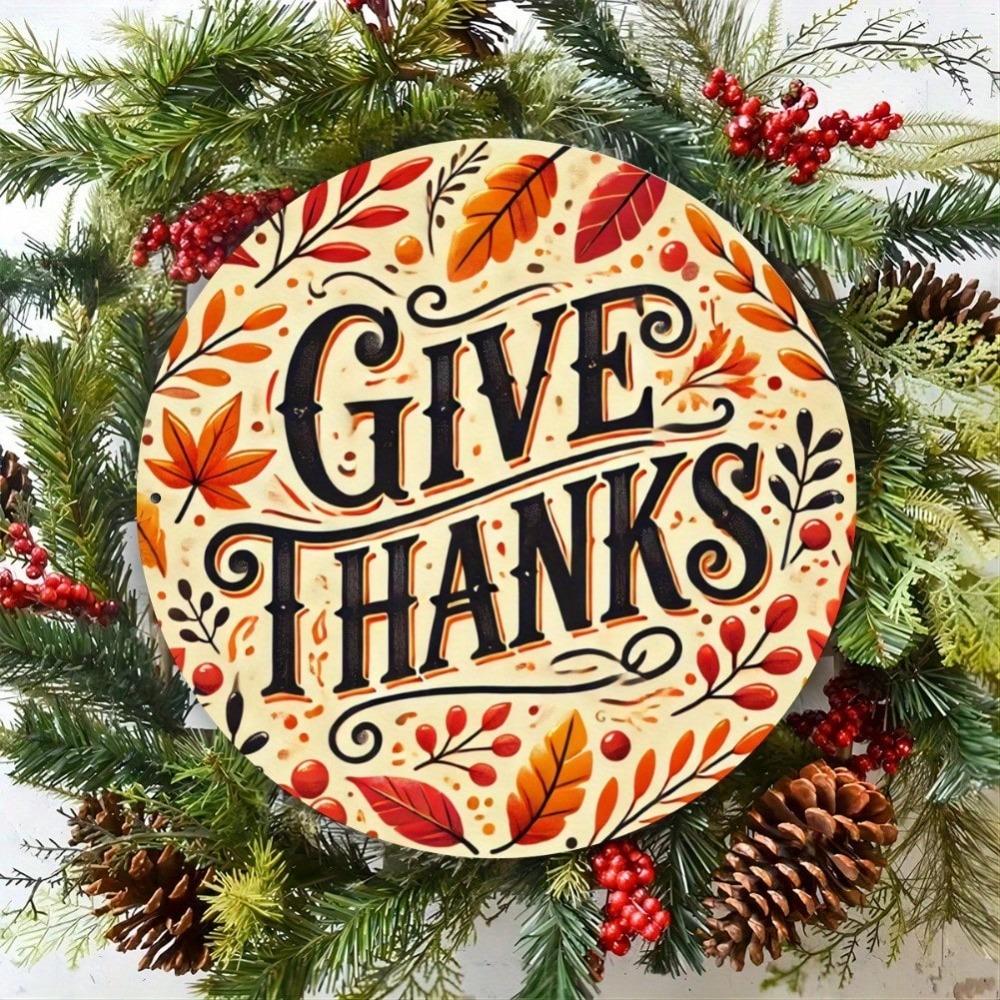 Scratch Resistant Thanksgiving Round Metal Tin Sign Wall Art for Home Bar Cafe Indoor Outdoor Decor