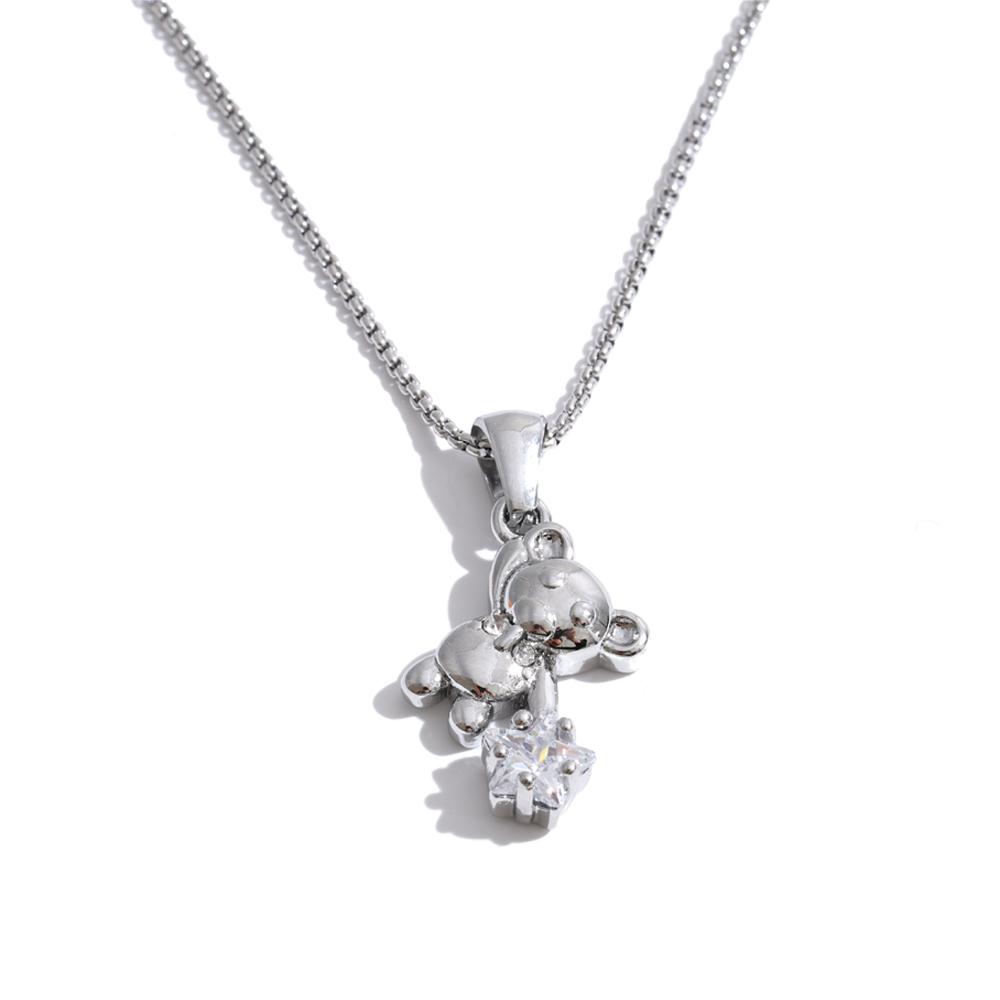 

Yhpup Stainless Steel Bear Bling Star CZ Zirconia Drop Charm Necklace for Women 2026 Arrivals Stylish Cute Waterproof Jewelry