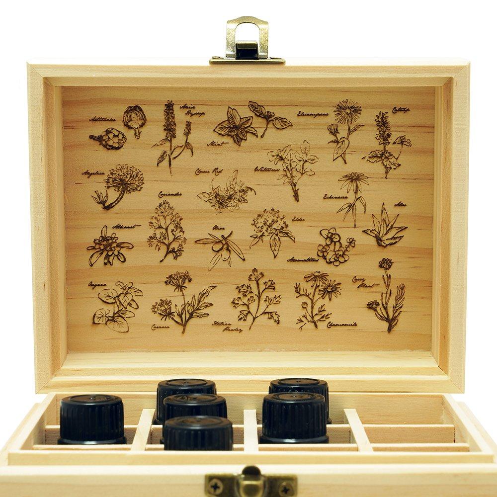 Eaoike Natural Wood Essential Oil Storage Box (Holds 12 Bottles)