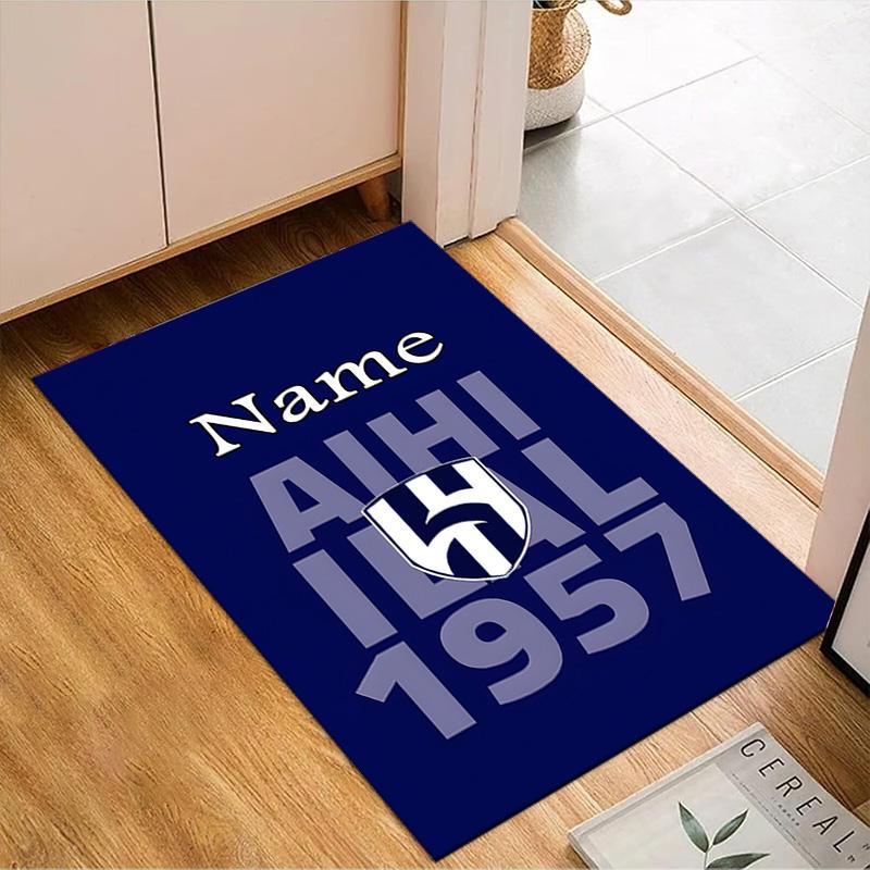 Custom Name Al FC Crest Rug for Living Room, Game Rooms, Office, Bedroom, Floor Mat Playful Design, fan gifts Christmas decor