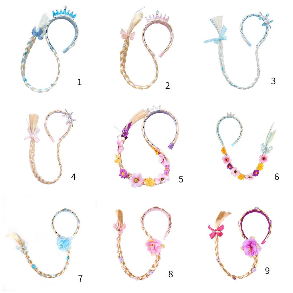 Long Braids Headband for Little Girl Crown Headhoop Queen Headpiece Kids Weaving Braids Hairhoop Party Accessories