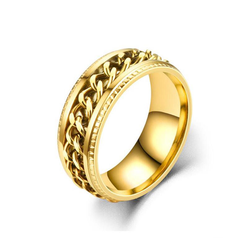 Bague Chaîne Rotative en Acier Titane pour Homme - Tendance, Style Individuel, Bijou de Mode Européen et Américain.