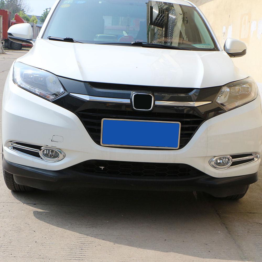 2pcs Car Front Fog Light Lamp Frame Cover Trim for Honda Vezel HRV HR-V ABS Chrome 2014 15 2016 2017 2018 ABS Chrome Acc