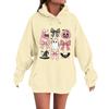 Women's Casual Fashion Comfortable Round Neck With Hood Long Sleeve Halloween Print Warm Sweatshirt