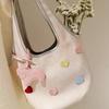 Summer Niche Sweet Love Canvas Handbag Versatile Fashion Commuter Shoulder Vegetable Basket Bag