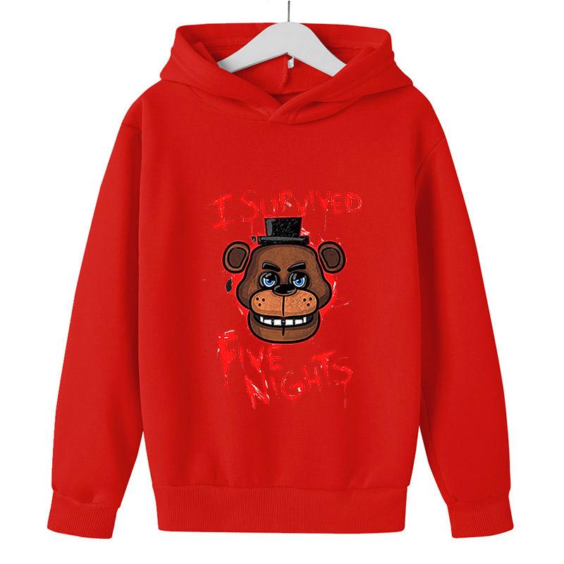 Kids Pullover Hoodie Horror Bear Character Graphic Front Print, Soft Long Sleeve Hooded Sweatshirt for Boys Girls, Casual Autumn Daily Outdoor Top