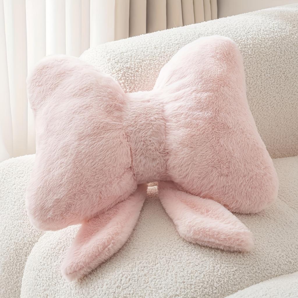 1pc Simple Pink Bow Shaped Pillows Sofa Pillows Seat Cushions Ins Style Home Comfortable Decor Master Bedroom Decorative Pillows