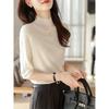 Half Neck Sweater with Seven Sleeves Women's Top Knitted Sweater Loose T-shirt