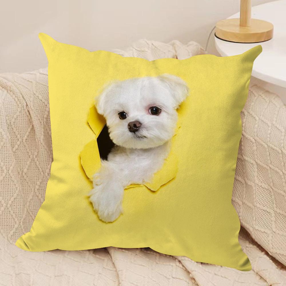 Cute Naughty Cats Dogs Cushion Cover Soft Plush DoubleSided Printed Sofa Pillow Cushion Cover AllSeason Durable Decor Gift
