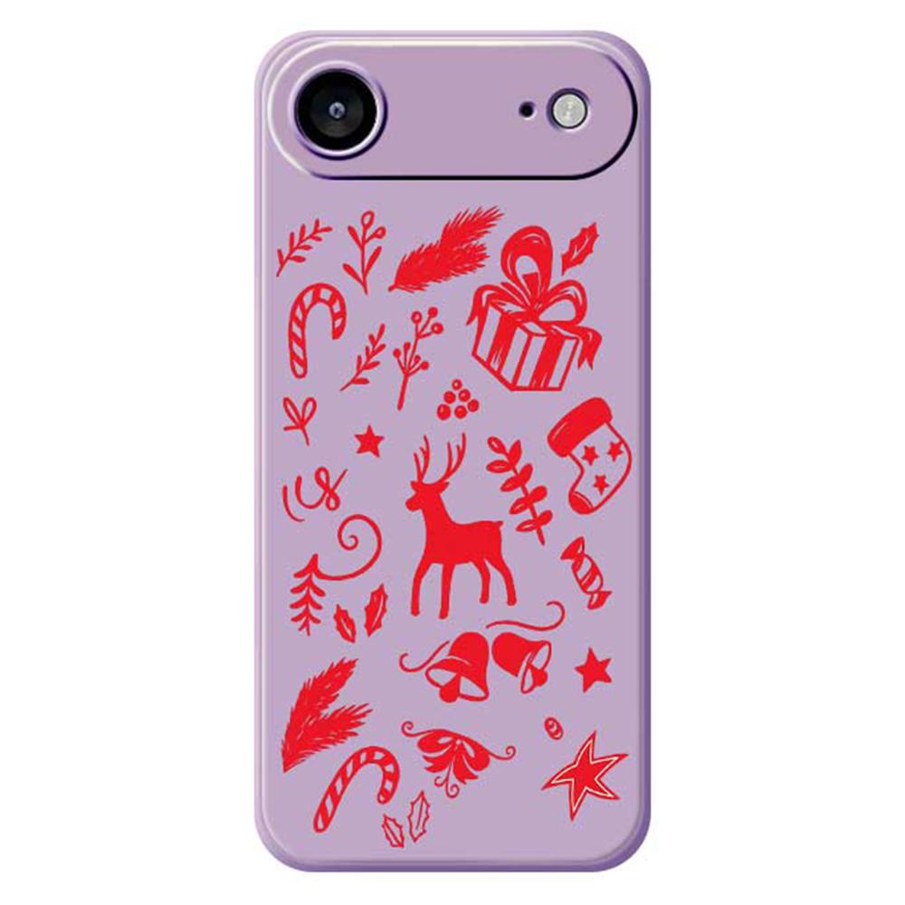 

For iPhone Air Case Hand Drawn Christmas Pattern Printing Straight Edge TPU Phone Back Cover