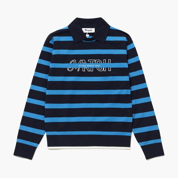 LECOQ GOLF Women'S Striped Collar Sweater _Navy Gq422Lkpo3