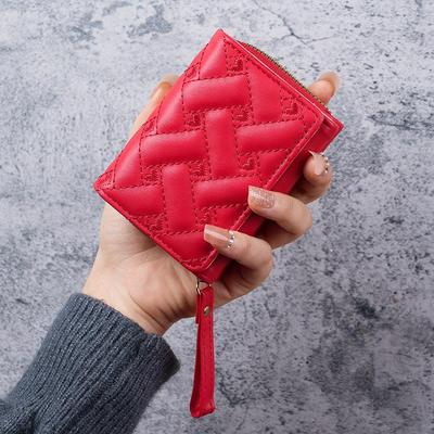Women's Short Simple Heart Embroidered PU Wallet, Multi-Card Slot Coin Purse, Billfold Card Holder