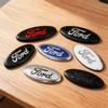AKC1 14.5cm Aluminum Car Front Grille Emblem Rear Trunk Logo Badge For Ford Fiesta Focus 2 3 Mondeo Edge Ranger Fusion S-MAX Transit