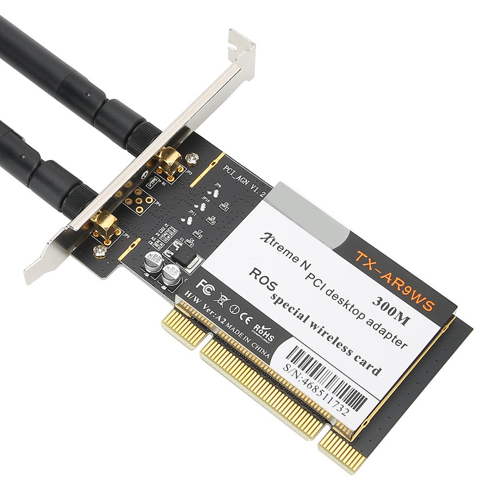 PCI Stolní adaptér 300 Mb/s 802.11b g N Bezdrátová WiFi Síťová karta 2 Antény AR9223