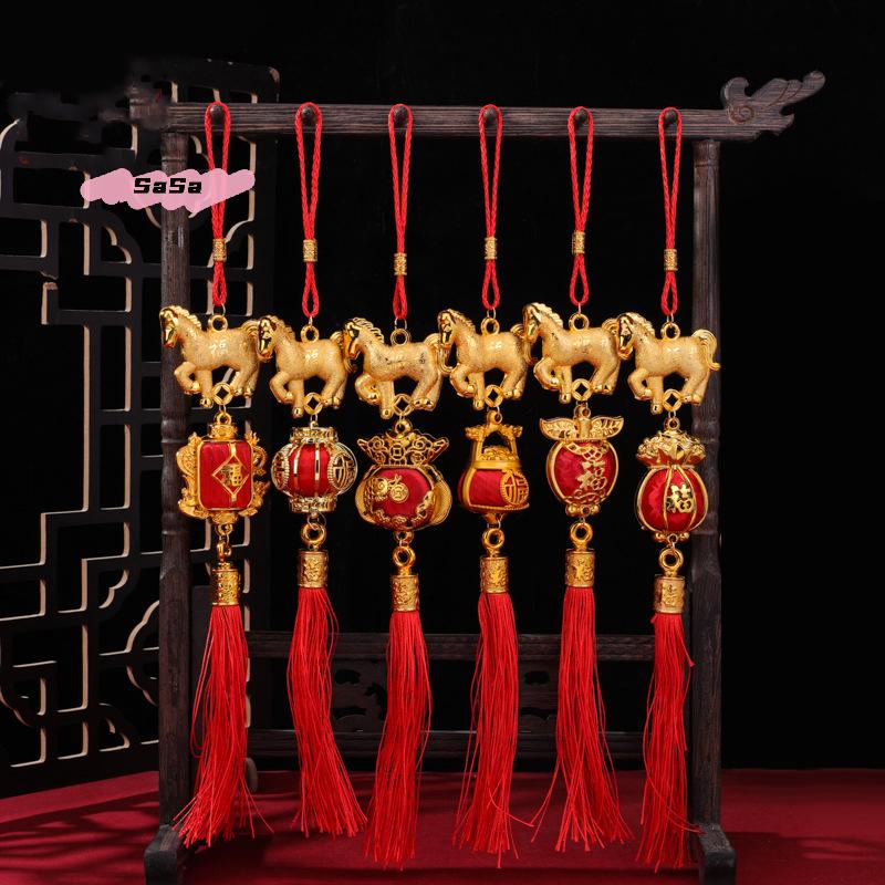 1/10Pcs 2026 Year of the Horse Wall Hanging Car Ornament 3D Horse Lantern Red Gold Pendant Chinese New Year Lucky Decor Gifts